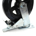 8 inch heavy duty flat plate iron core steering casters with brake